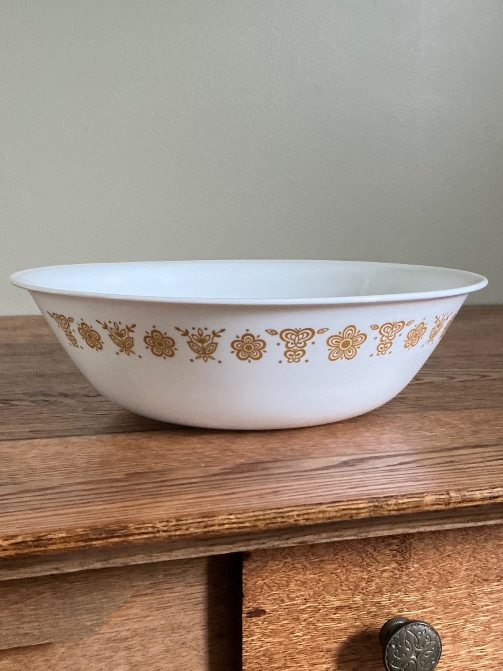 Vintage Corelle Butterfly Gold Serving Bowl Large 10.25” Retired Corning Glass